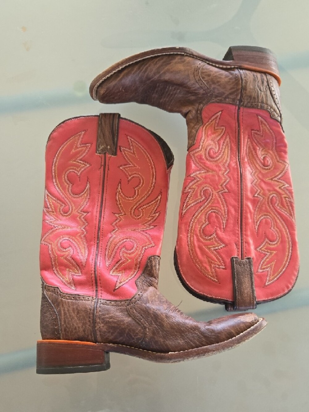 Classic Western Heeled Boots in Red and Brown - Women's - Picture 2 of 11